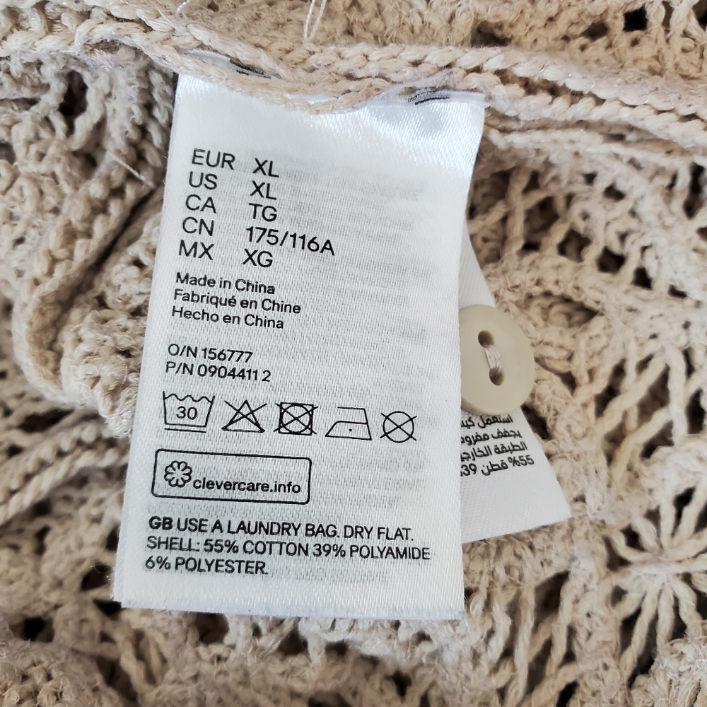 H&M Women's Crochet Ruffle Blouse, Cream (Size XL) - Picture 6 of 8